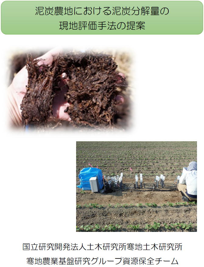 泥炭農地における泥炭分解量の現地評価手法の提案